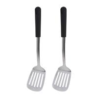 Excellent Houseware Bakspatel/bakspaan - 2x - zwart kunststof/rvs - 34 cm - thumbnail