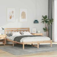 Bedframe met hoofdeinde Bruin 140 x 190 cm Massief grenenhout