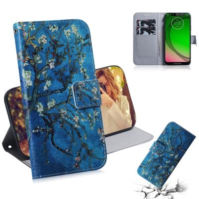 Abrikoos bloem patroon gekleurde tekening horizontale Flip lederen draagtas voor Motorola Moto G7 spelen met houder & kaartsleuven & portemonnee