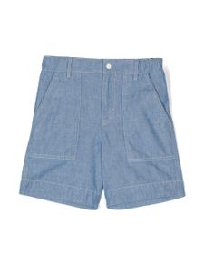 Moncler Enfant short en coton à patch logo - Bleu