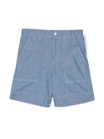 Moncler Enfant short en coton à patch logo - Bleu - thumbnail