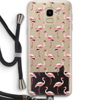 Flamingoprint groen: Samsung Galaxy J6 (2018) Transparant Hoesje met koord