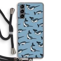 Narwhal: Samsung Galaxy S21 Transparant Hoesje met koord - thumbnail