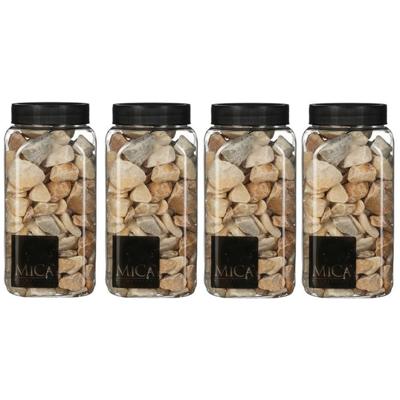 Mica decorations Decoratie stenen - 4x - lichtbruin mix - 650 ml - hobby materialen - plantenpot vul