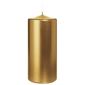 Cilinderkaars/stompkaars - metallic goud - 15 x 7 cm - 63 branduren