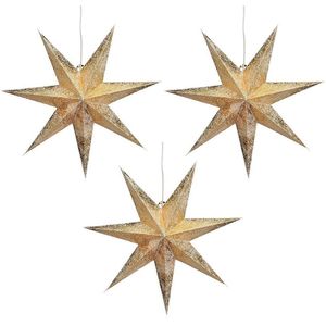 3x stuks kerstversiering gouden kerststerren 60 cm