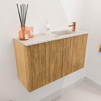 Toiletmeubel Mondiaz Joya Dlux | 70 cm | Meubelkleur Oak | Faye wastafel Nata Wasbak Rechts | 1 kraangat