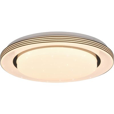 LED Plafondlamp - Plafondverlichting - Trion Atras - 18W - Aanpasbare Kleur - Afstandsbediening - Dimbaar - Sterlicht - Rond - Mat Zwart - Kunststof