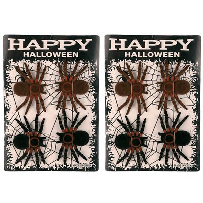Nep spinnen/spinnetjes 8 cm - zwart/bruin - 8x stuks - Horror/griezel thema decoratie beestjes