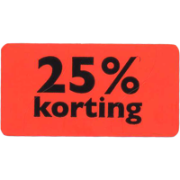 Kortingsticker 47x25mm 1000 stuks 25% oranje