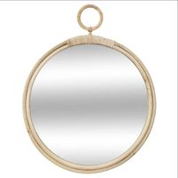 Spiegel/wandspiegel rond D38 cm rotan beige - thumbnail