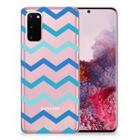 Samsung Galaxy S20 TPU bumper Zigzag Blauw - thumbnail