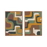 Schilderij Home ESPRIT Groen Mosterd Modern Stads 75 x 3 x 105 cm (2 Stuks)