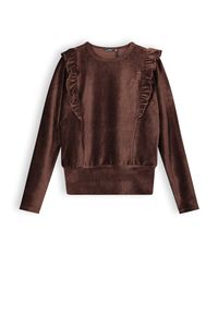 NoBell Meisjes shirt velours jersey rib - Kex - Donker roast bruin