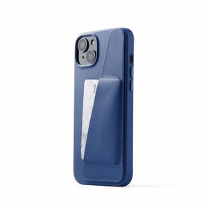 Mujjo Leather Wallet Case met MagSafe iPhone 14 / 15 Plus blauw - MUJJO-CL-032-BL