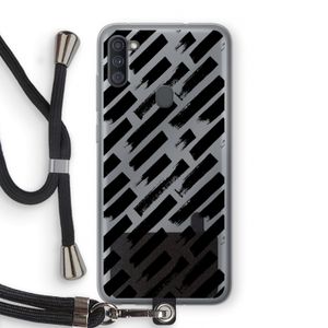 Zwarte vegen: Samsung Galaxy A11 Transparant Hoesje met koord