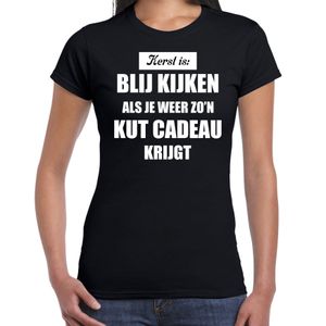 Zwart fout kerstshirt / t-shirt Kerst is blij kijken / kut cadeau outfit dames