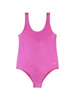 Dolce & Gabbana Kids maillot de bain métallisé à plaque logo - Rose - thumbnail