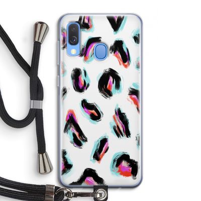Cheetah color: Samsung Galaxy A40 Transparant Hoesje met koord