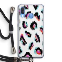 Cheetah color: Samsung Galaxy A40 Transparant Hoesje met koord