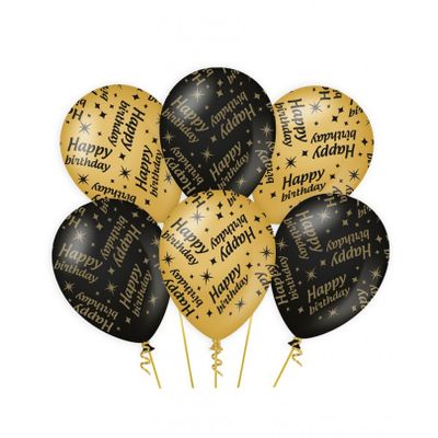 18x stuks leeftijd verjaardag feest ballonnen Happy Birthday thema geworden zwart/goud 30 cm 18x stuks leeftijd verjaardag feest ballonnen Happy Birthday thema geworden zwart/goud 30 cm