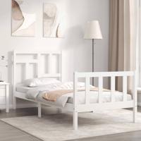 Bedframe met hoofdbord massief hout wit