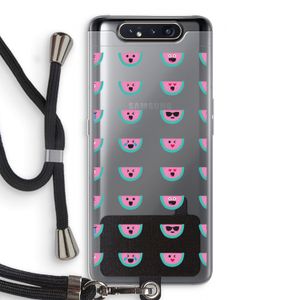 Smiley watermeloenprint: Samsung Galaxy A80 Transparant Hoesje met koord