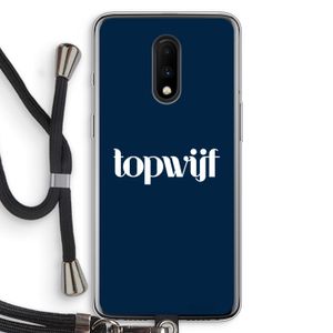 Topwijf Navy: OnePlus 7 Transparant Hoesje met koord