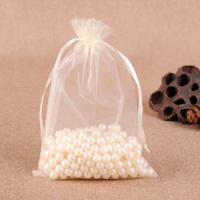 100 PCS geschenk zakken sieraden organza zakje bruiloft verjaardag partij drawable zakjes Gift Bag grootte: 13X18cm (crèmewit)