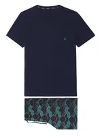 HOM - Short Sleepwear - Lino - navy, Maat:2XL