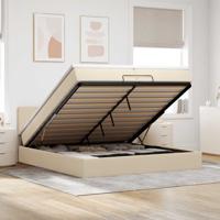 Ottoman bed met matras 200x200 cm stof crèmekleurig