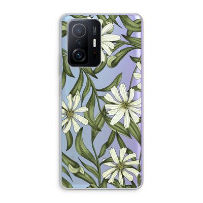Wit bloemenpatroon: Xiaomi 11T Transparant Hoesje