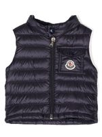 Moncler Enfant gilet matelassé à patch logo - Bleu - thumbnail