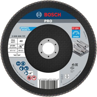 Bosch Accessoires 1 Lamellenschijf 180 X571, Best for Metal haaks, K40 - 2608606737