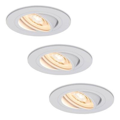 Set van 3 Pittsburg LED inbouwspots - 3,8W 270lm - GU10 LED Module - Extra plat 58mm - 2700K warm wit - Dimbaar - Kantelbaar - IP20 voor binnen - Wit