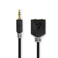 Stereo audiokabel | 3,5 mm male - 2x 3,5 mm female | 0,2 m | Antraciet