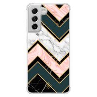 Samsung Galaxy S21 FE shockproof hoesje - Marmer triangles