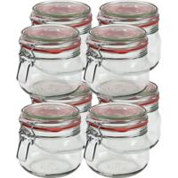 Weckpot/inmaakpot - 8x - glas - 500 ml - met beugelsluiting - transparant