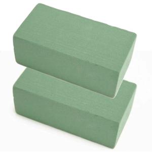 HBX Steekschuim/oase - 2x - nat - rechthoekig - groen - 23 x 11 x 8 cm - voor bloemen - bloemstukken