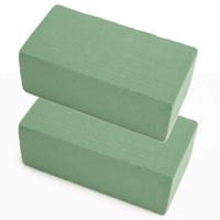 HBX Steekschuim/oase - 2x - nat - rechthoekig - groen - 23 x 11 x 8 cm - voor bloemen - bloemstukken