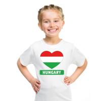 T-shirt Hongarije hart vlag - wit - voor kinderen - landen shirts - verkleedshirt