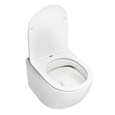 Wandhangend WC Keramisch Wand-WC Wit met Toilettenzitting Dual-Spolsysteem Afslankautomatiek