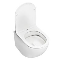 Wandhangend WC Keramisch Wand-WC Wit met Toilettenzitting Dual-Spolsysteem Afslankautomatiek