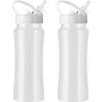 Set van 2x stuks luxe Drinkfles/waterfles 600 ml wit van RVS