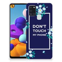 Samsung Galaxy A21s Silicone-hoesje Flowers Blue DTMP - thumbnail