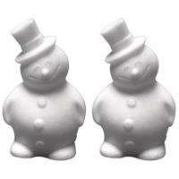 Hobby sneeuwpop - 4x stuks - piepschuim - 17 cm - styropor - 3D - sneeuwman figuur