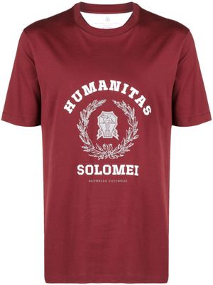Brunello Cucinelli t-shirt en coton à slogan imprimé - Rouge