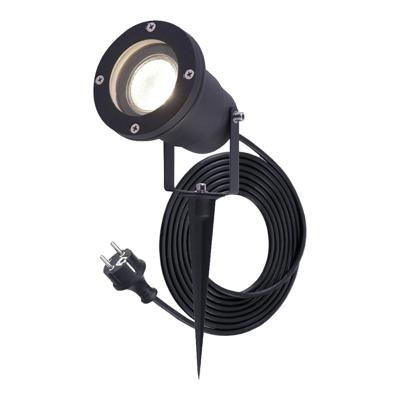 Sydney LED prikspot - GU10 5 Watt 400 lumen - Dimbaar - Kantelbaar - 4000K neutraal wit - IP65 waterdicht - 1.5m kabel met EU-stekker - Zwart