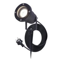 Sydney LED prikspot - GU10 5 Watt 400 lumen - Dimbaar - Kantelbaar - 4000K neutraal wit - IP65 waterdicht - 1.5m kabel met EU-stekker - Zwart