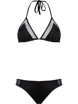 Brigitte bikini à empiècements en résille - Noir